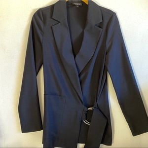 Top shop Size 2 black blazer silver ring closure.